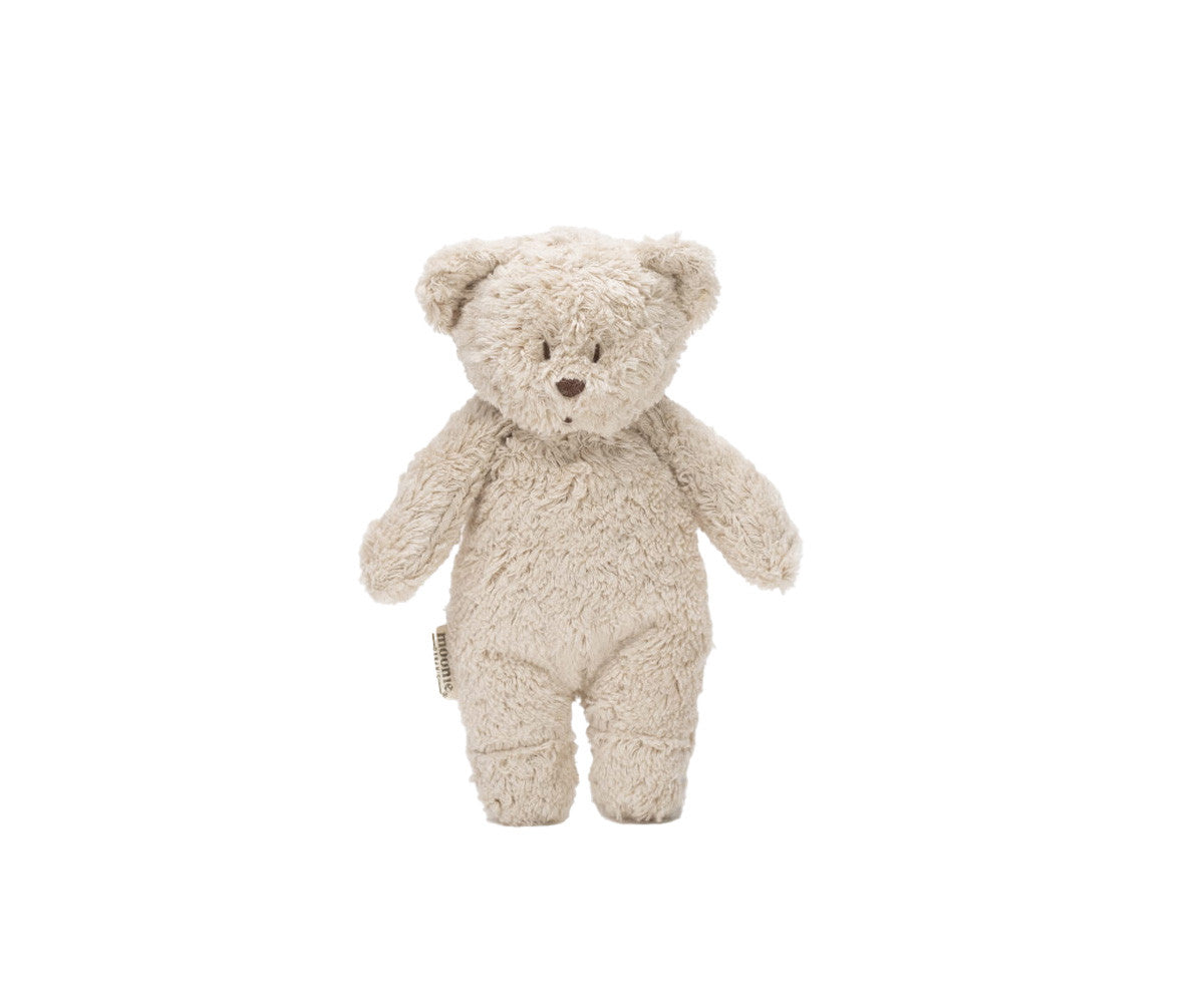 peluche Moonie Small Bear em algodão orgânico cor sand para bebés 0m+