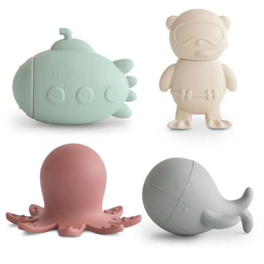 Conjunto de 4 Brinquedos Banho Vida Marinha da Mushie