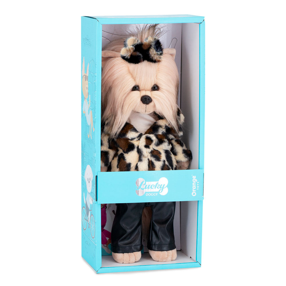 Cadela de peluche leopardada Lucky Yoyo Street Style da coleção Lucky Doggy, 38 cm | orange-toys-peluche-lucky-doggy-leopardo-lollakids