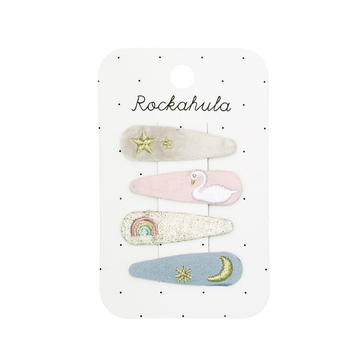Conjunto de 4 Ganchos Enchanted Bordados, Cisnes, Arco-íris e Estrelas