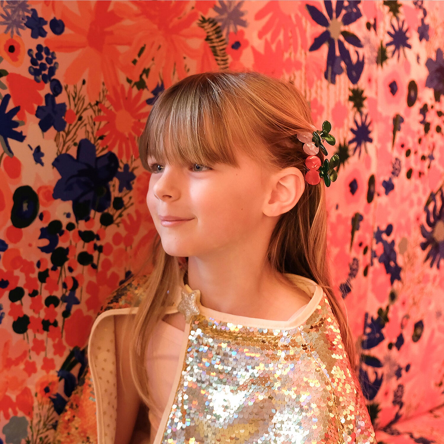 Conjunto de 2 Claw Clips Sweet Cherries em Acetato Brilhante, Infantil