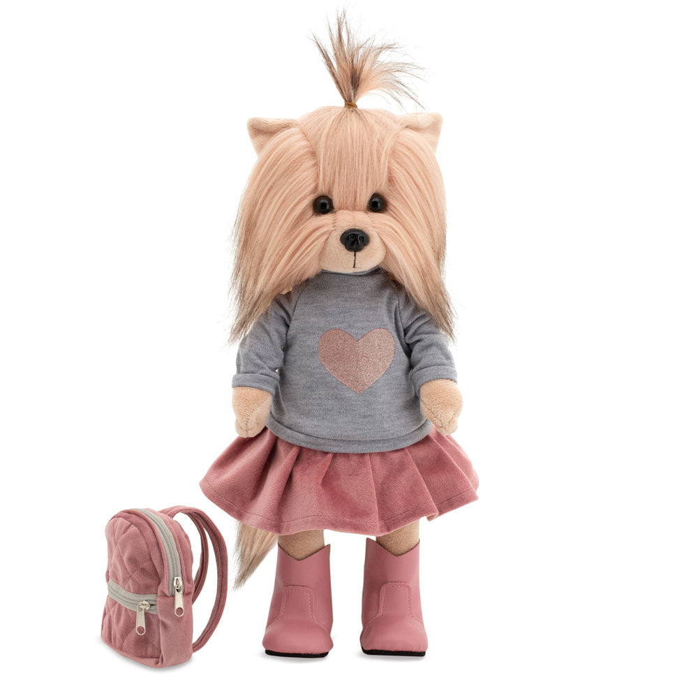 Pormenor do conjunto Urban Style rosa e cinzento da peluche Lucky Yoyo, Orange Toys | orange-toys-peluche-lucky-doggy-rosa-cinzento-lollakids