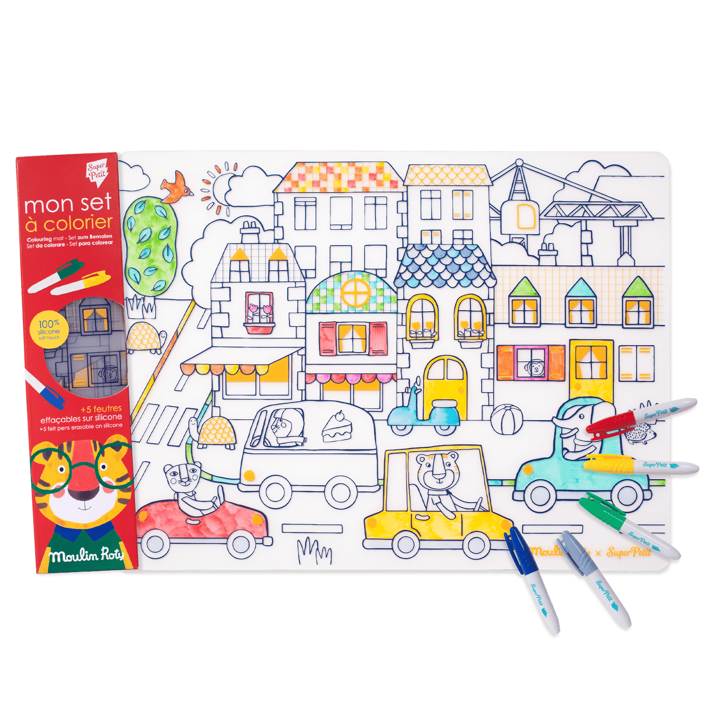 Tapete de Silicone para Colorir SuperPetit x Moulin Roty Popipop | Lolla Kids