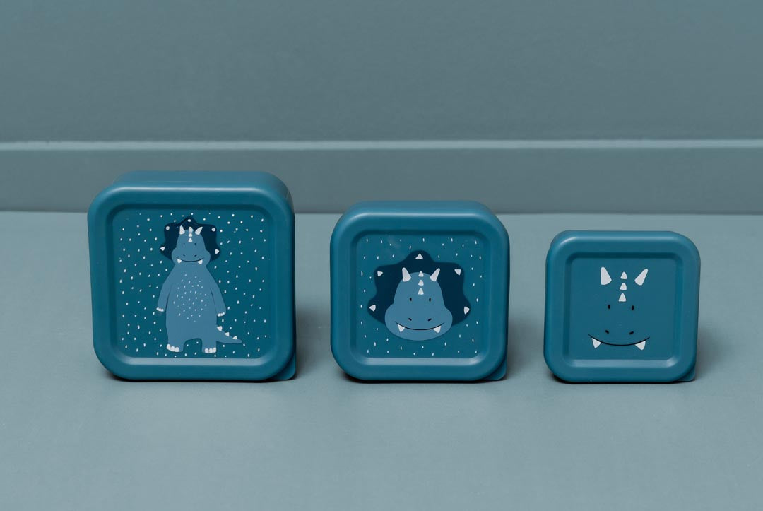 Conjunto de 3 caixas de snack Mr. Triceratops da Trixie Baby