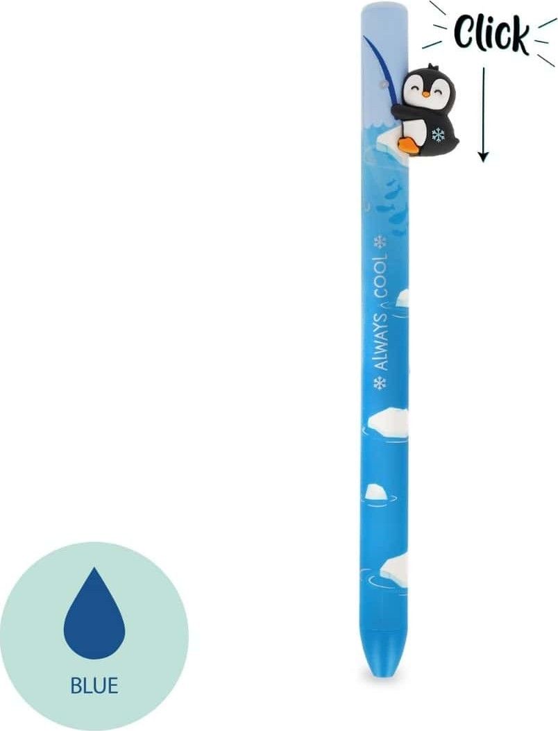Caneta Esferográfica Retrátil Free Hugs Penguin Legami - vista frontal | legami-caneta-freehugs-pinguim-lollakids
