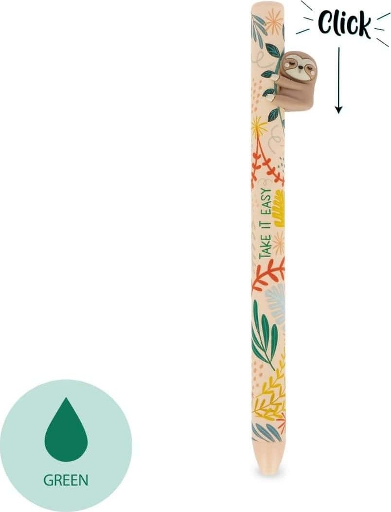 Caneta Esferográfica Retrátil Free Hugs Sloth Legami - vista frontal | legami-caneta-freehugs-preguica-lollakids