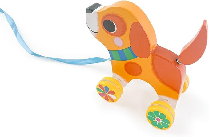Lou o Cãozinho Djeco – Brinquedo de Madeira com Cordão