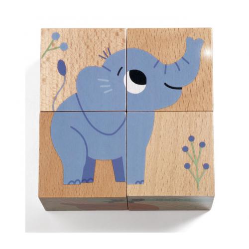 Wild and Co – Puzzle Cubos de Madeira com Animais (+2 Anos)