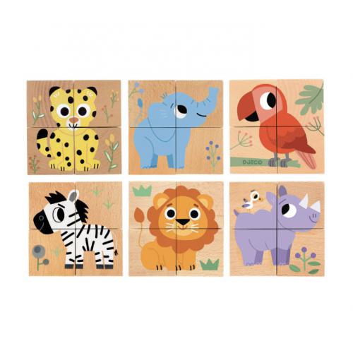 Wild and Co – Puzzle Cubos de Madeira com Animais (+2 Anos)