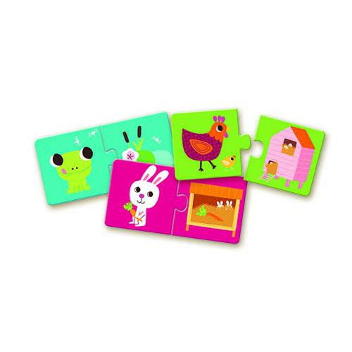 Cada puzzle convida a criança a reconhecer animais, cores e ambientes de forma simples e intuitiva.