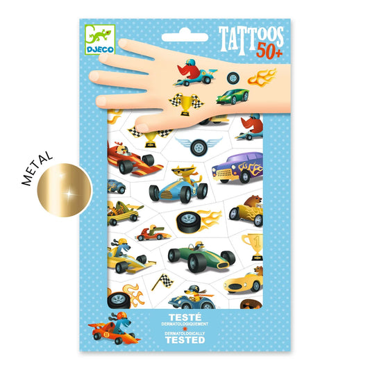 50 Tatuagens Carros Efeito Metalizado Djeco +3 anos
