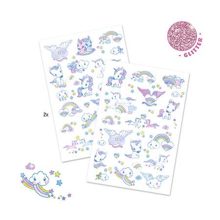 50 Tatuagens Unicórnios com Glitter Djeco +3 anos