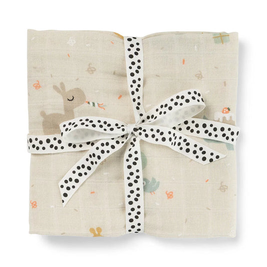Vista frontal do Swaddle musselina algodão Done by Deer Celebration Sand