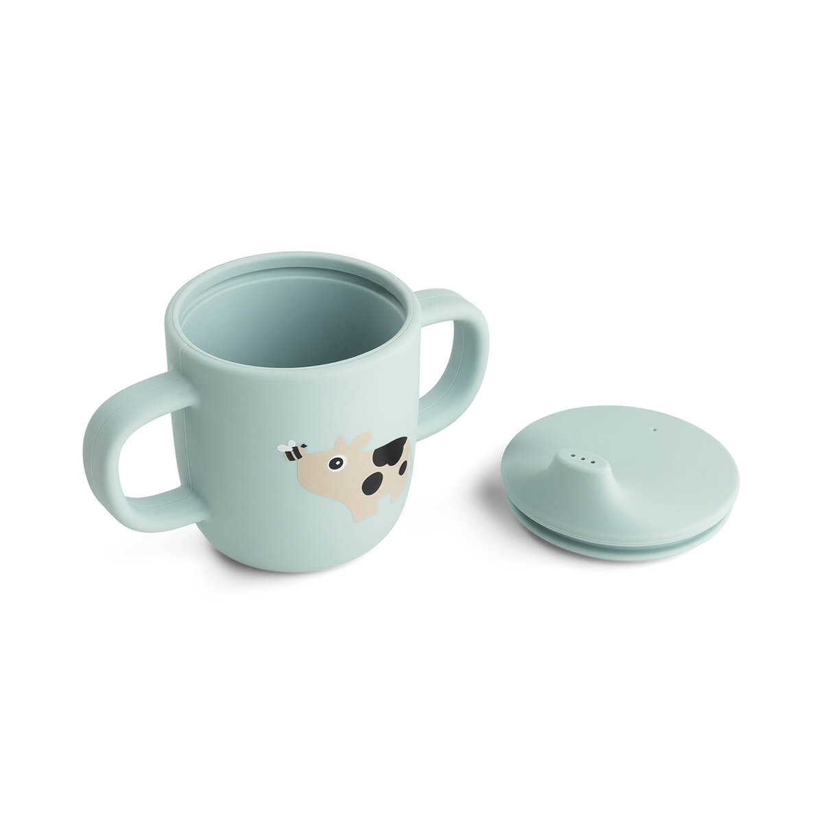 Detalhe do bico macio de silicone do copo Tiny Farm Blue Done by Deer | done-by-deer-copo-tiny-farm-bico-lollakids