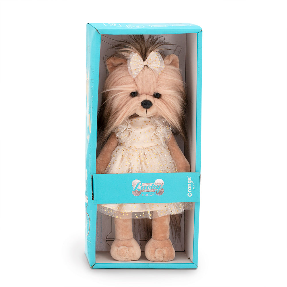 Pormenor do conjunto branco pérola Starlight da peluche Lucky Yoyo, Orange Toys | orange-toys-peluche-lucky-doggy-branco-lollakids