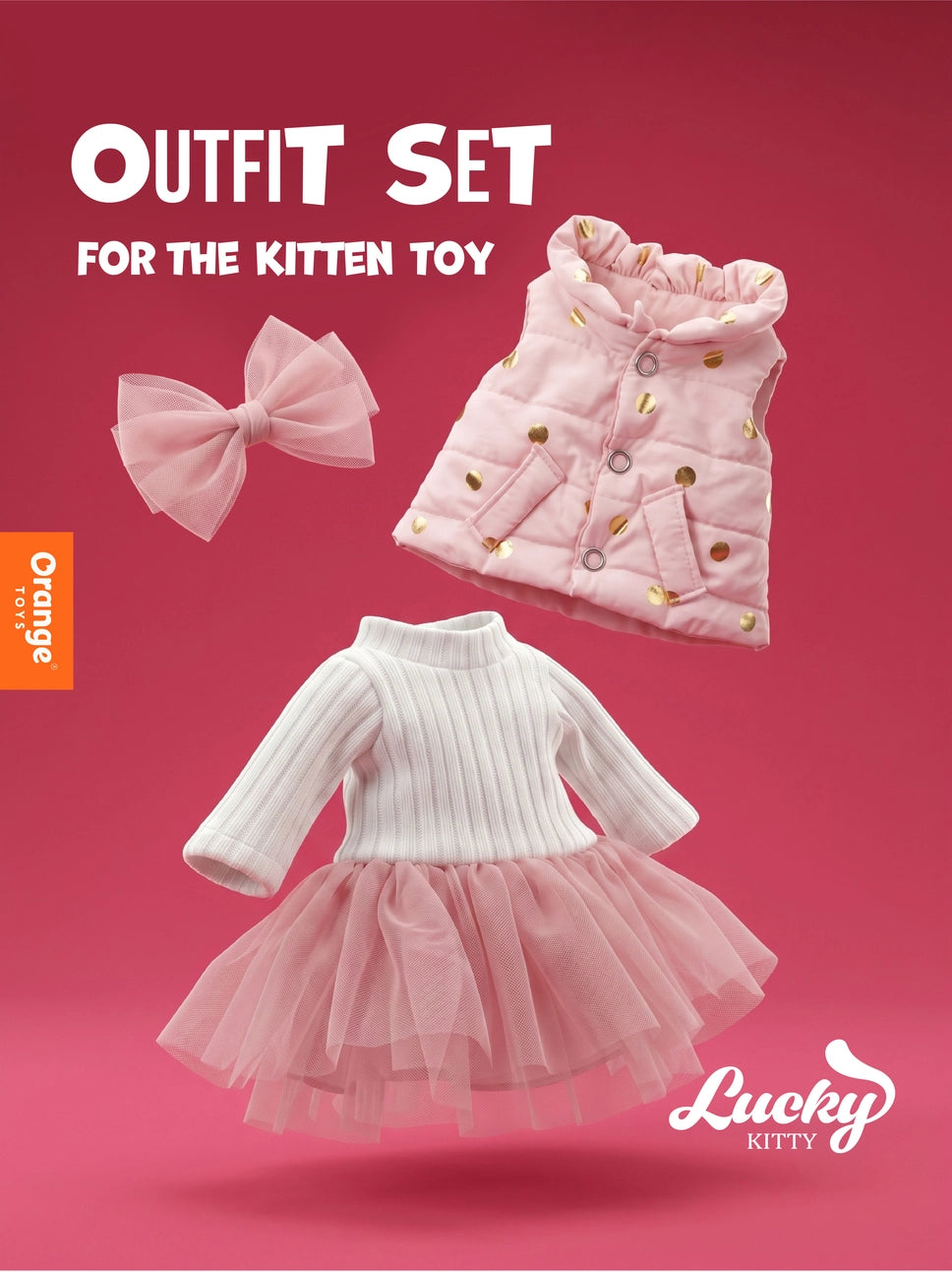 Conjunto de roupa Romance da Primavera da Orange Toys para peluches Lucky Kitty | orange-toys-roupa-peluche-lucky-kitty-romance-da-primavera-lollakids