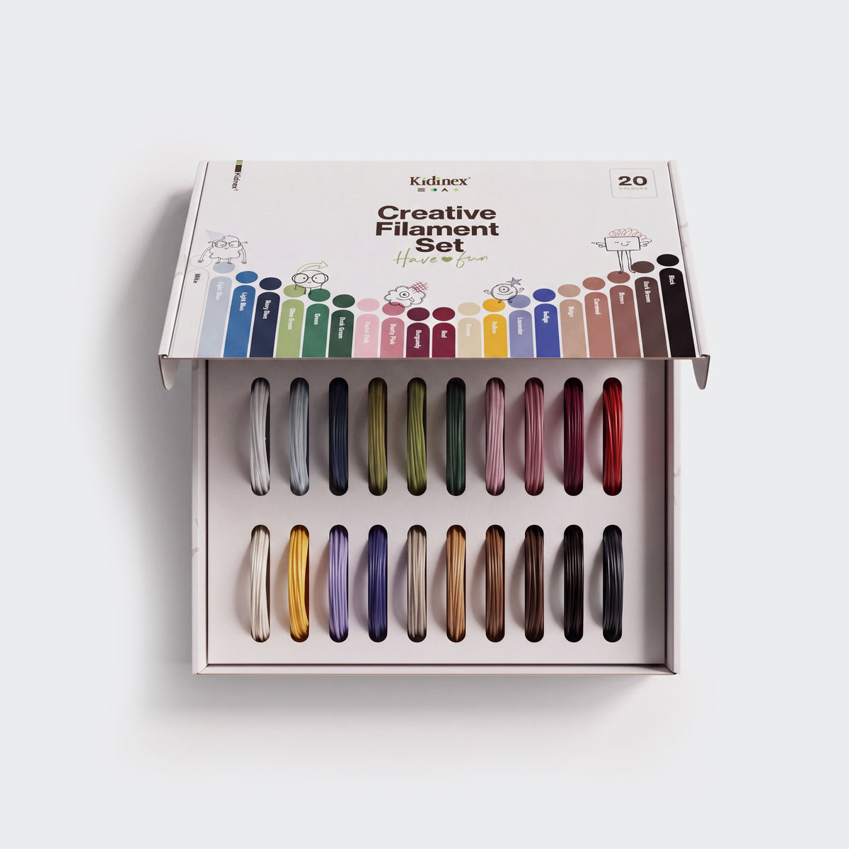 Conjunto de 20 carretéis de filamento PCL colorido para caneta 3D KidPen®