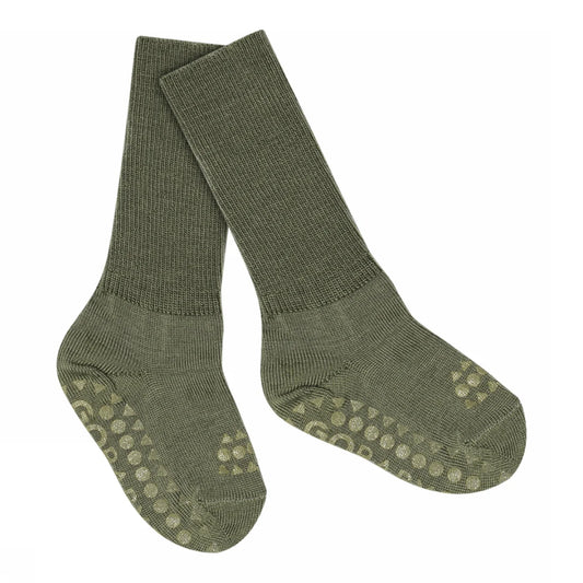 Meias Antiderrapantes em Lã Merino | Verde Azeitona