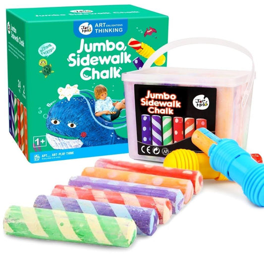 Giz Lavável Jumbo – 24 Unidades + 2 Suportes