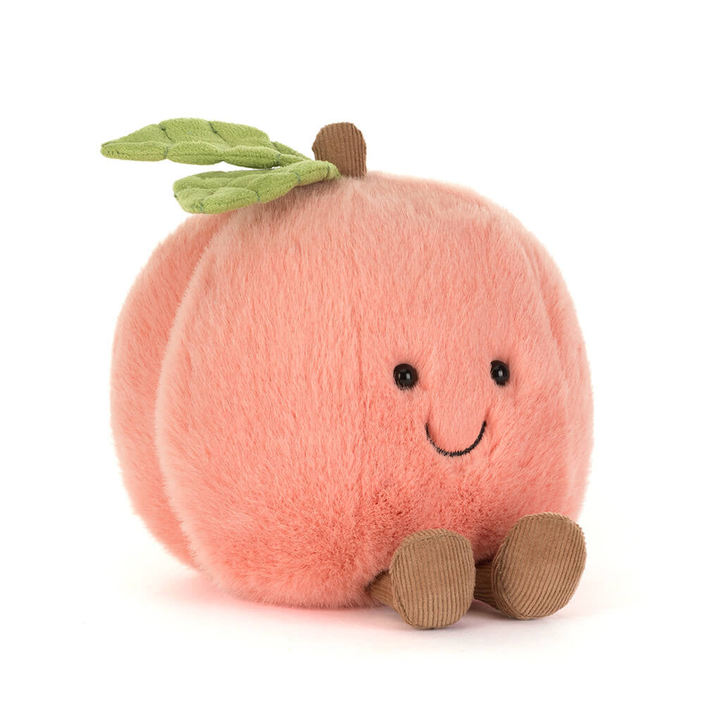 Peluche Pêssego Amuseables da Jellycat, vista de frente | jellycat-peluche-pessego-lollakids