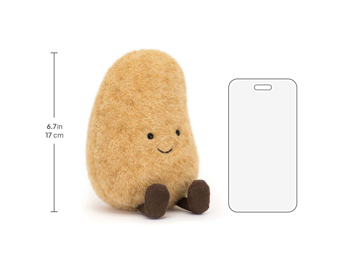 Tamanho da Batata Graham Jellycat comparada com um telemóvel | jellycat-peluche-batata-amuseables-lollakids