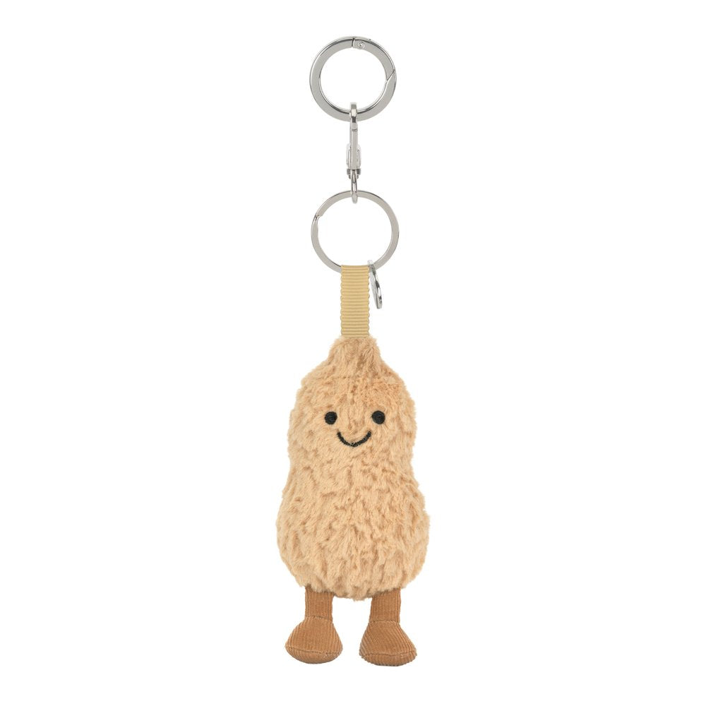 Amendoim Jellycat porta-chaves e enfeite de mala, com sorriso bordado | jellycat-porta-chaves-amendoim-amuseables-lollakids