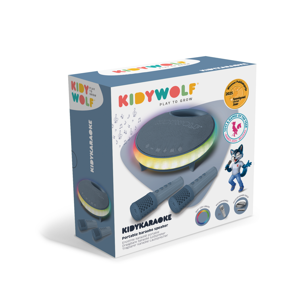 Coluna de Karaoke KIDYKARAOKE Azul Kidywolf, imagem 2 | kidywolf-coluna-karaoke-kidykaraoke-azul-lollakids