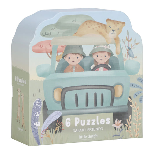 Conjunto de 6 puzzles Safari Friends | little-dutch-6-puzzles-safari-friends-lollakids