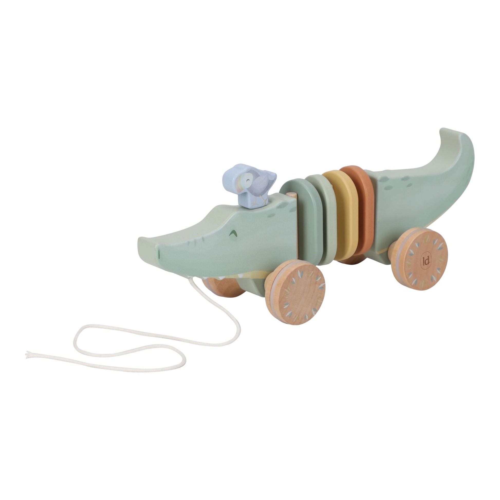 Animal de arrasto em madeira Safari Friends verde | little-dutch-animal-arrasto-safari-friends-lollakids