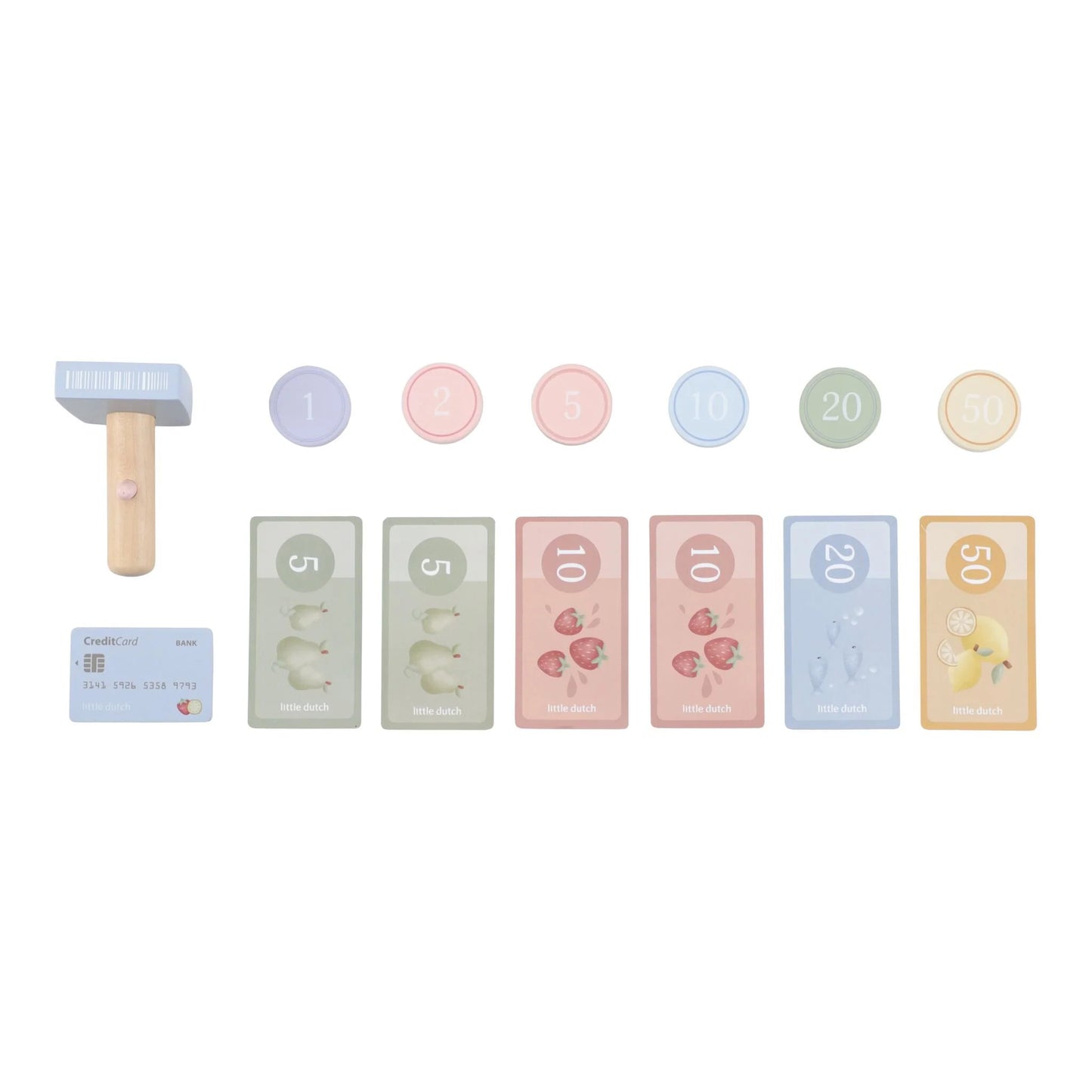 Moedas e notas que integram a caixa registadora