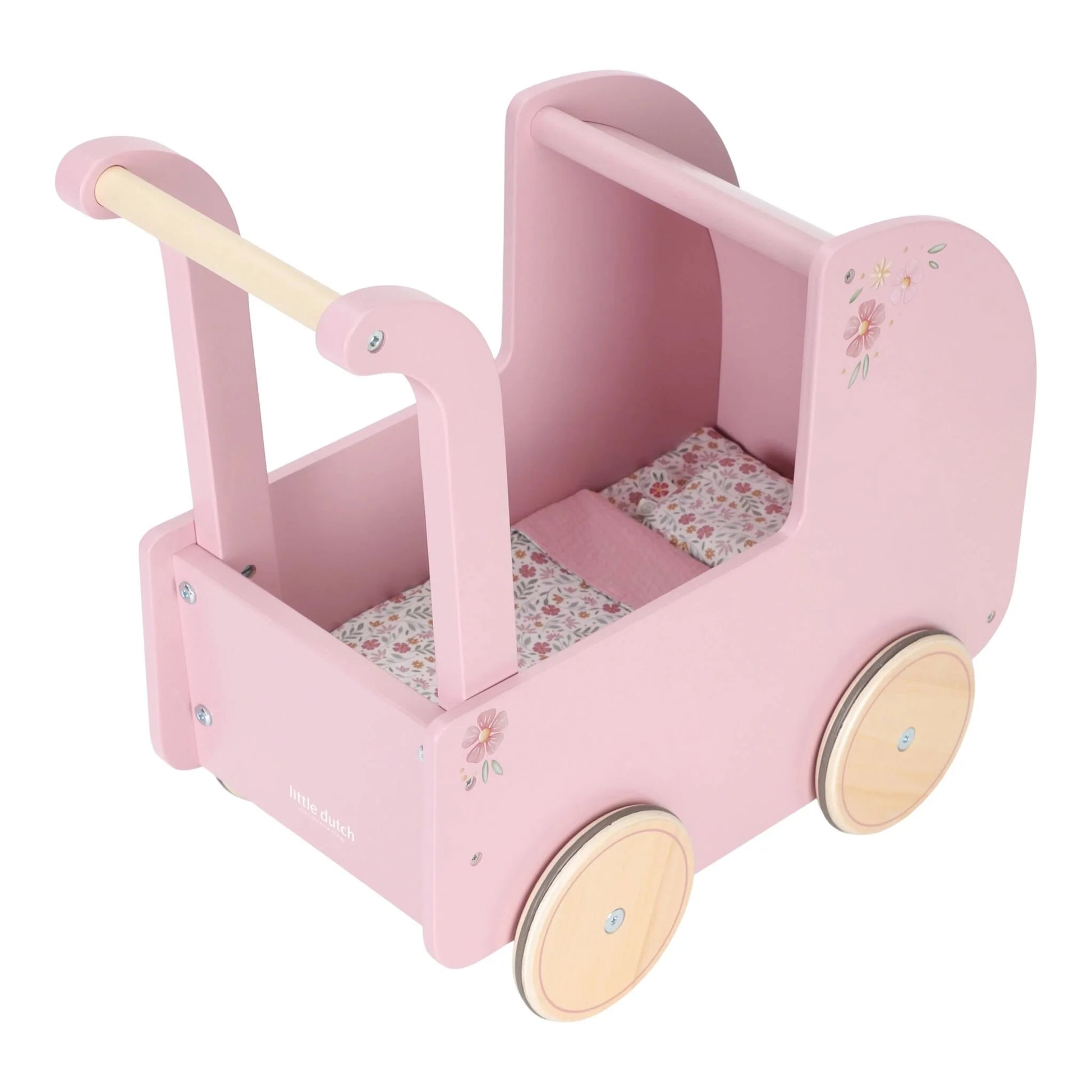 Little Dutch Carrinho de Bonecas em Madeira Rosa Soft Flowers 