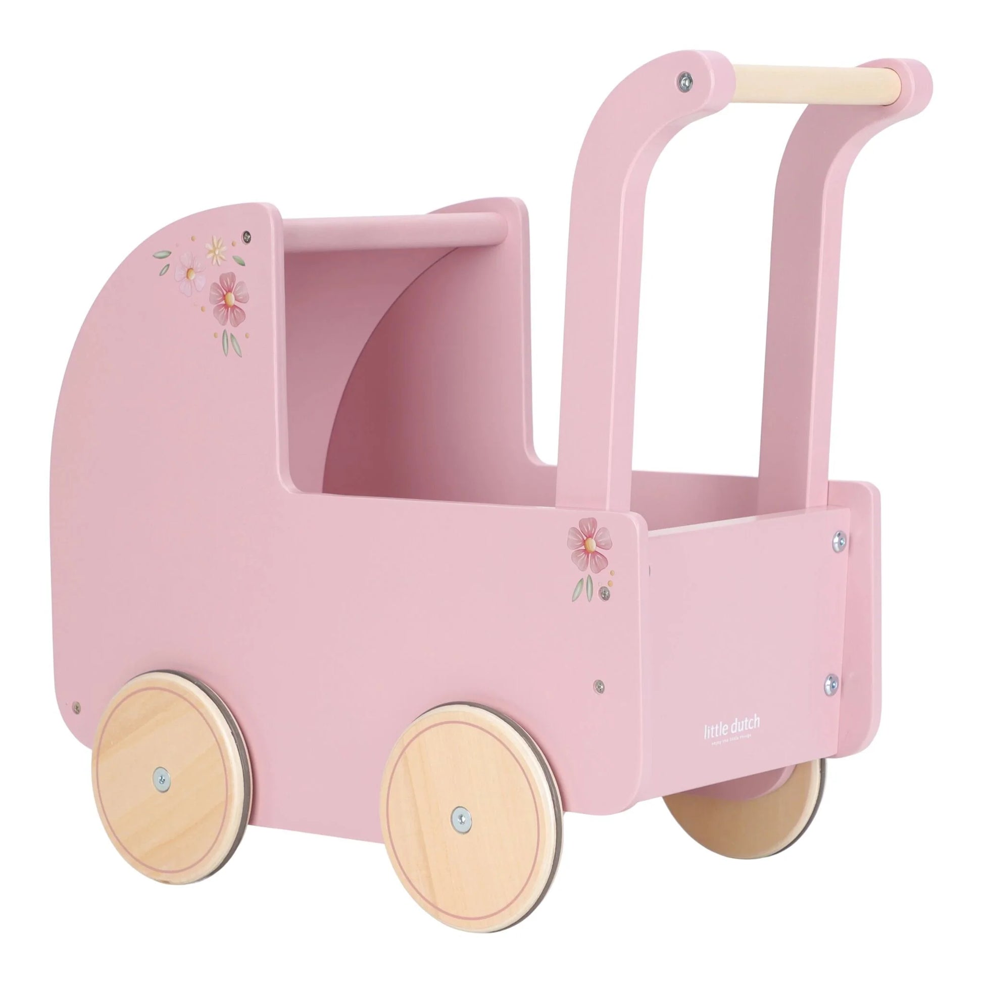 Little Dutch Carrinho de Bonecas em Madeira Rosa Soft Flowers 