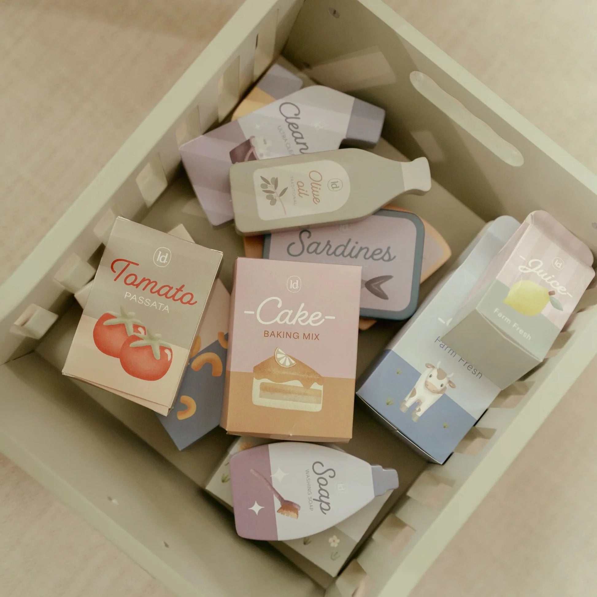 produtos alimentares de brincar incluídos no carrinho little dutch