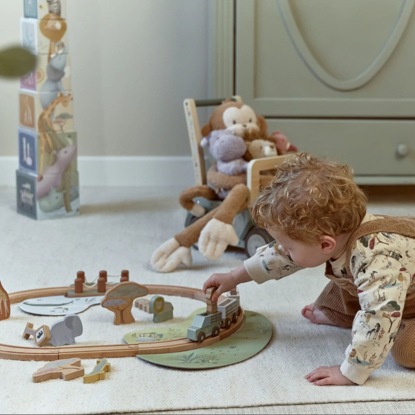 Conjunto completo do circuito de comboio Safari Friends com animais | little-dutch-circuito-comboio-safari-friends-lollakids