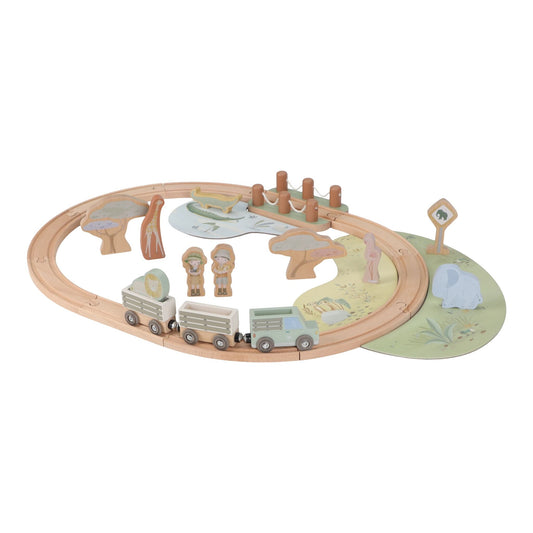Circuito de comboio em madeira Safari Friends | little-dutch-circuito-comboio-safari-friends-lollakids