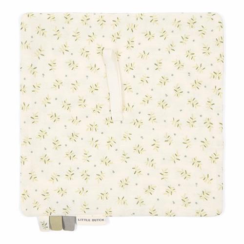 Doudou em musselina verde com padrão de folhas e bagas | little-dutch-doudou-musselina-blueberry-leaves-lollakids