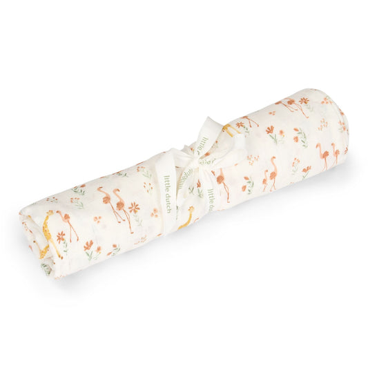 Fralda de musselina 120x120 com padrão Blooming Safari | little-dutch-fralda-musselina-blooming-safari-lollakids