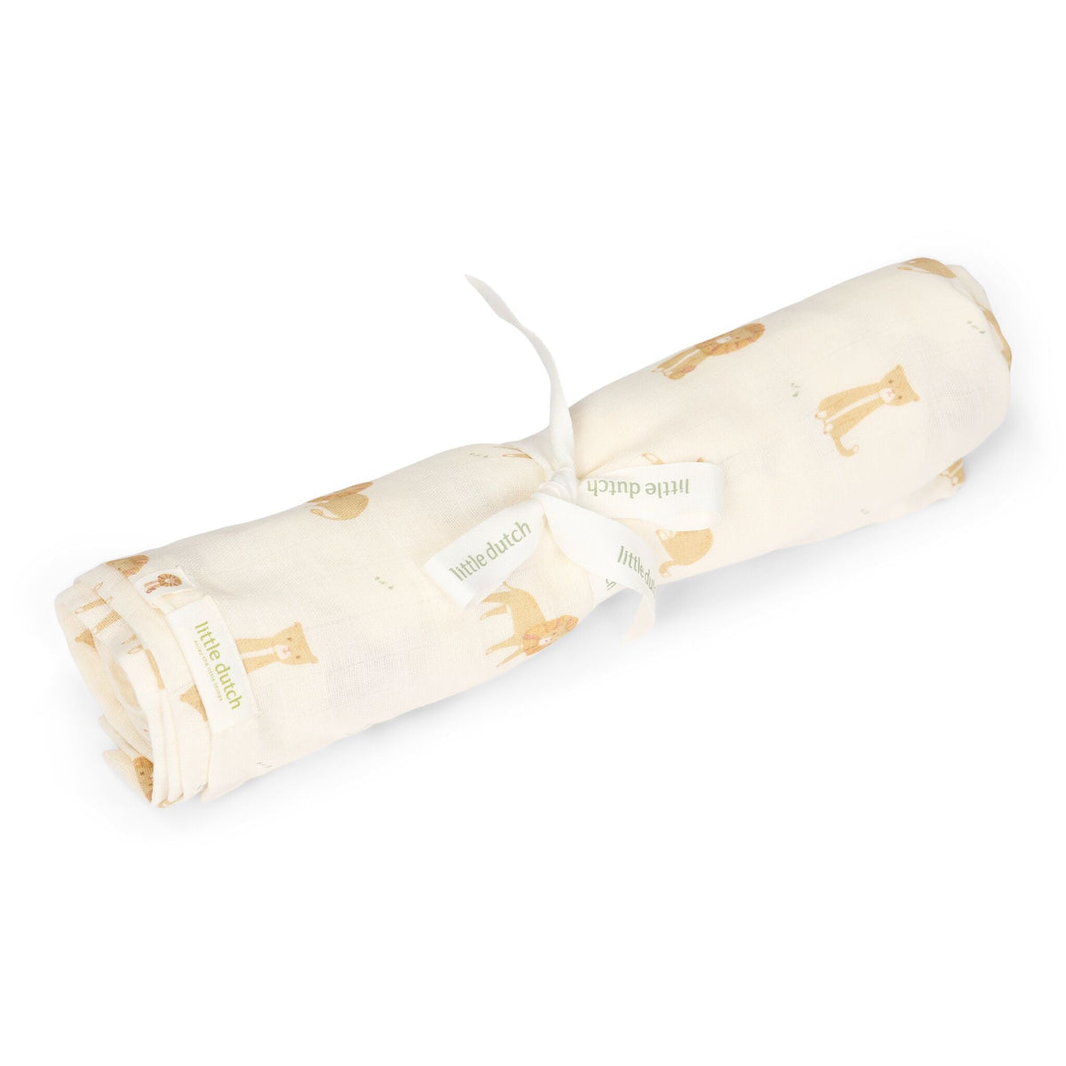 Fralda de musselina 120x120 com padrão Safari Leo | little-dutch-fralda-musselina-safari-leo-lollakids