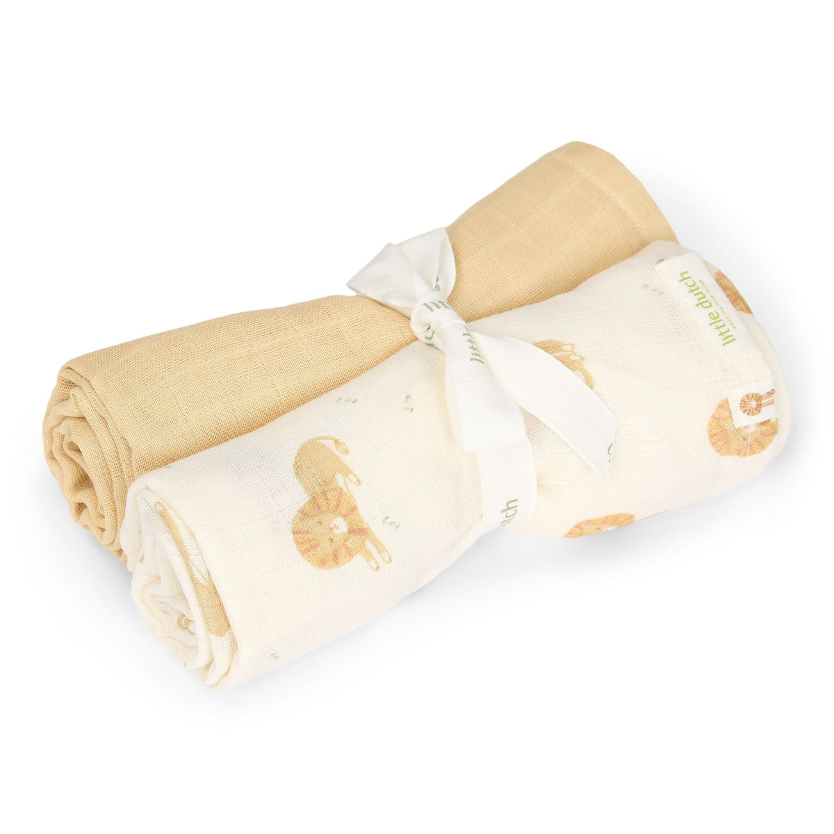 Conjunto de 2 fraldas de musselina amarelas com leão | little-dutch-fraldas-musselina-safari-leo-lollakids