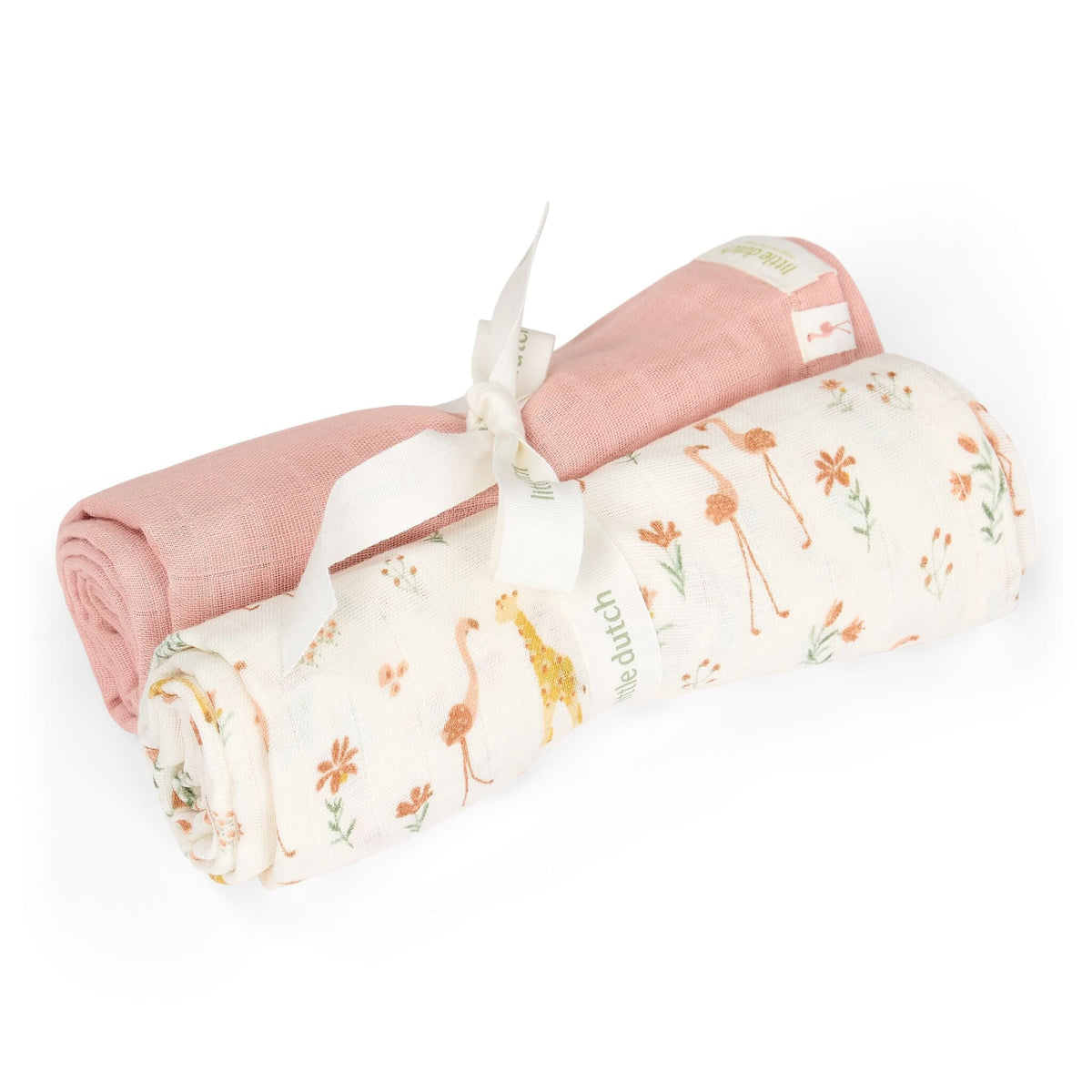 Conjunto de 2 fraldas de musselina rosa Blooming Safari | little-dutch-fraldas-musselina-rosa-blooming-safari-lollakids