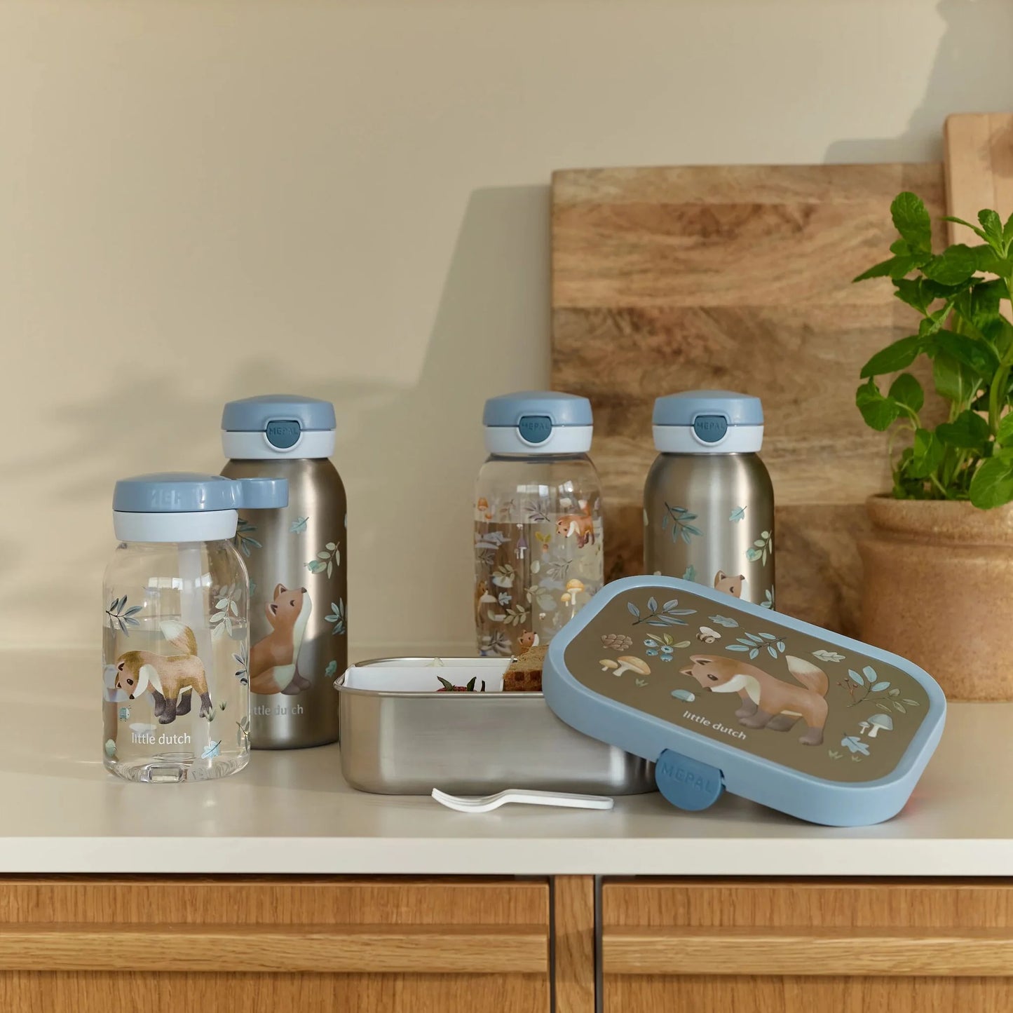 Garrafa Pop-Up Inox 600 ml Forest Friends Mepal