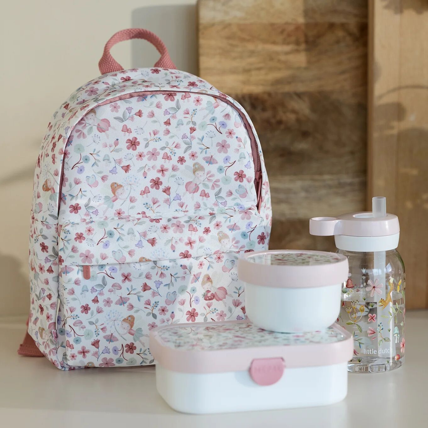 Mochila Fairy Garden rosa com lancheira e acessórios | little-dutch-mochila-fairy-garden-rosa-29cm-lollakids