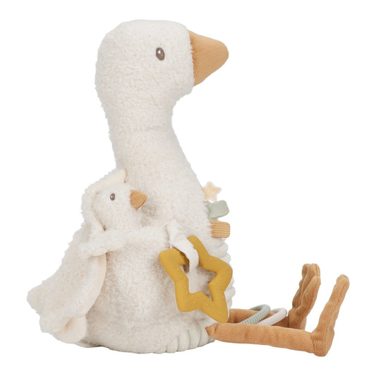 Peluche de atividades ganso branco Little Dutch com argola em forma de estrela | little-dutch-peluche-atividades-ganso-lollakids