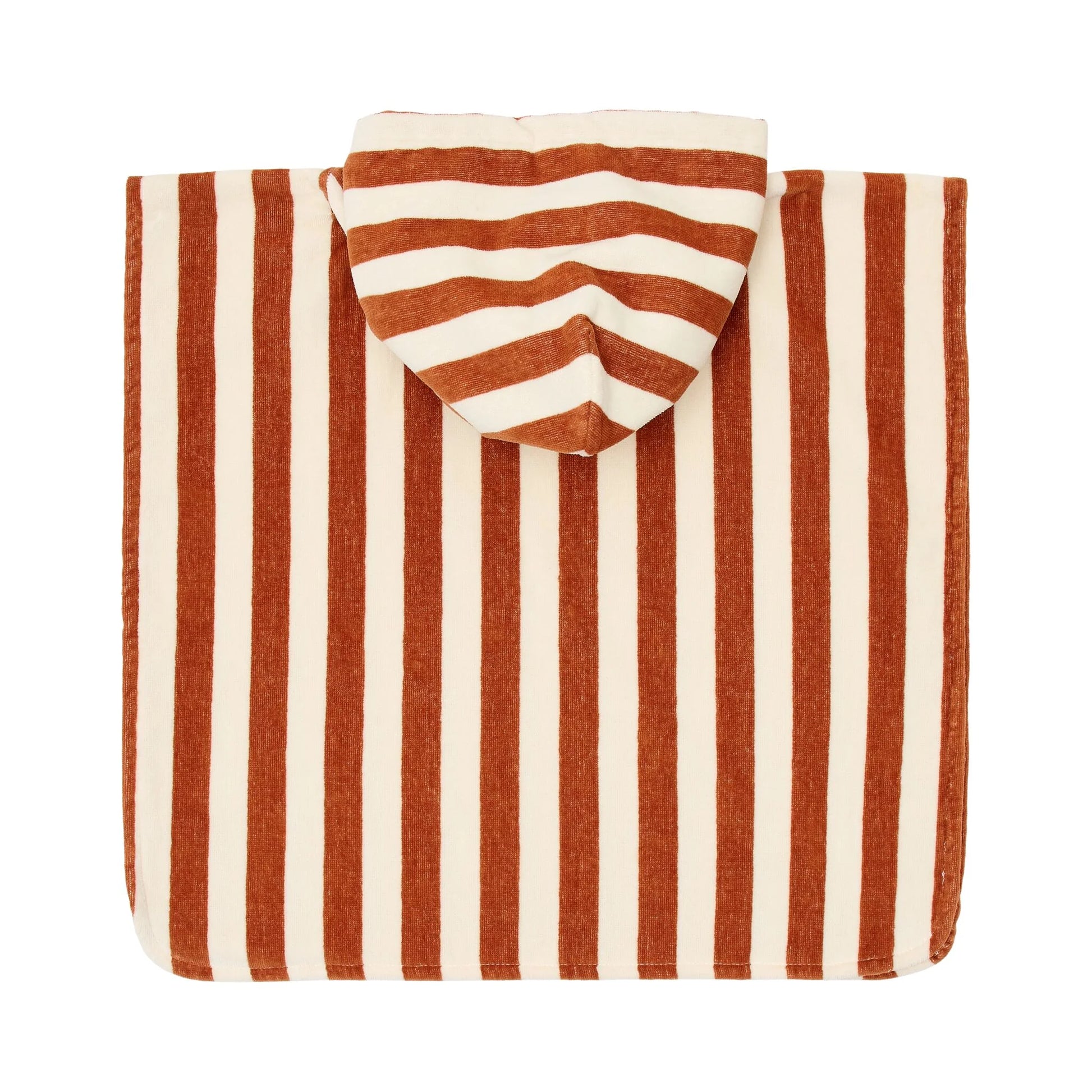 Poncho de Praia Infantil Ocean World Brown Stripes Algodão Orgânico