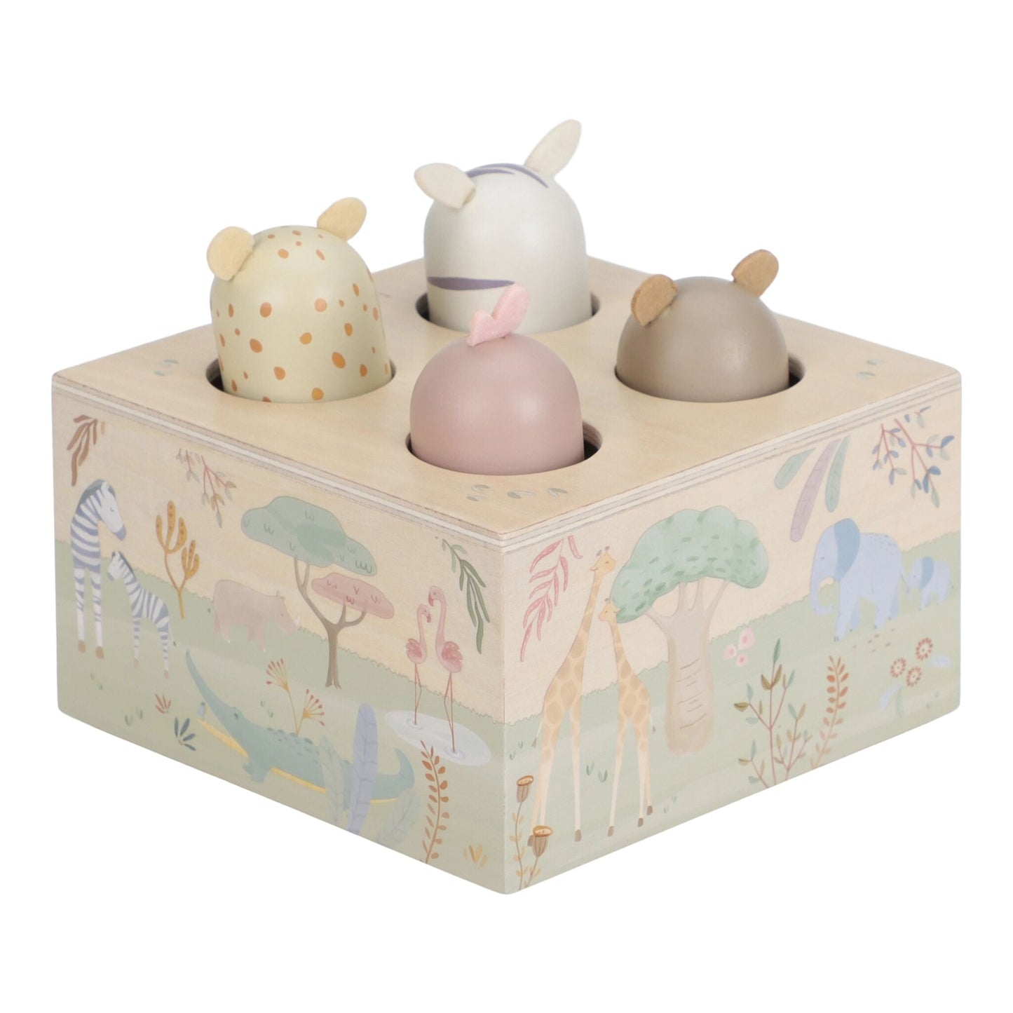 Criança a brincar com o Pop-up Safari Friends | little-dutch-pop-up-safari-friends-lollakids