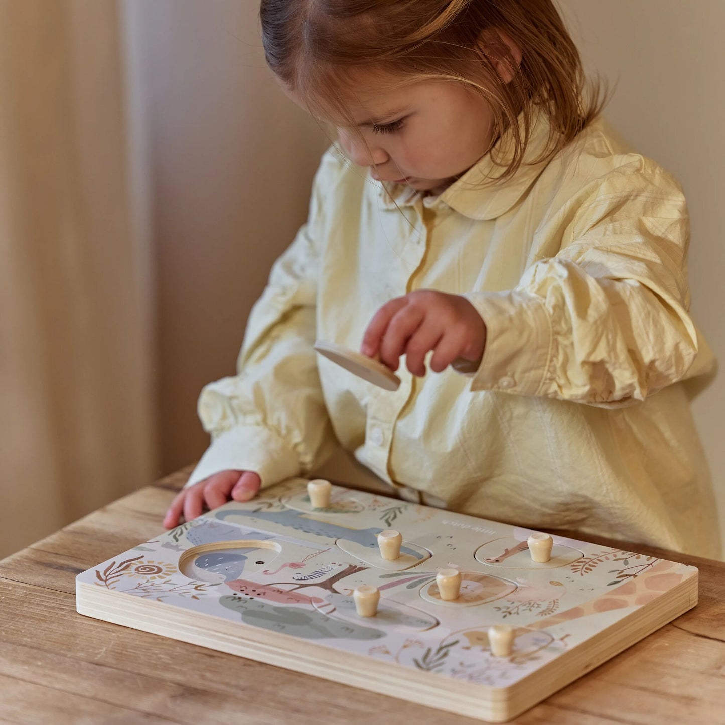 Detalhe das peças do puzzle sonoro Safari Friends | little-dutch-puzzle-sonoro-safari-friends-lollakids