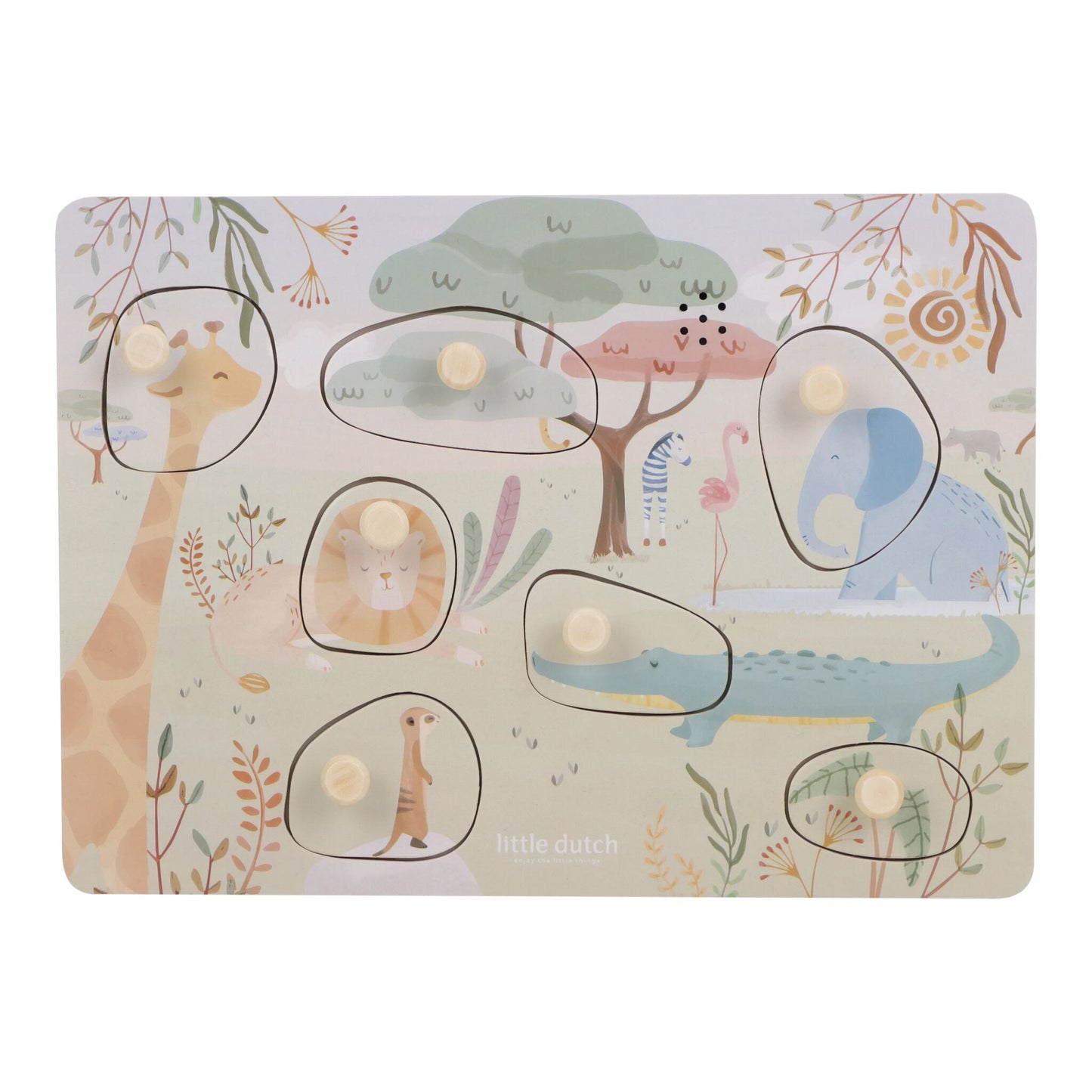 Puzzle sonoro em madeira Safari Friends verde | little-dutch-puzzle-sonoro-safari-friends-lollakids