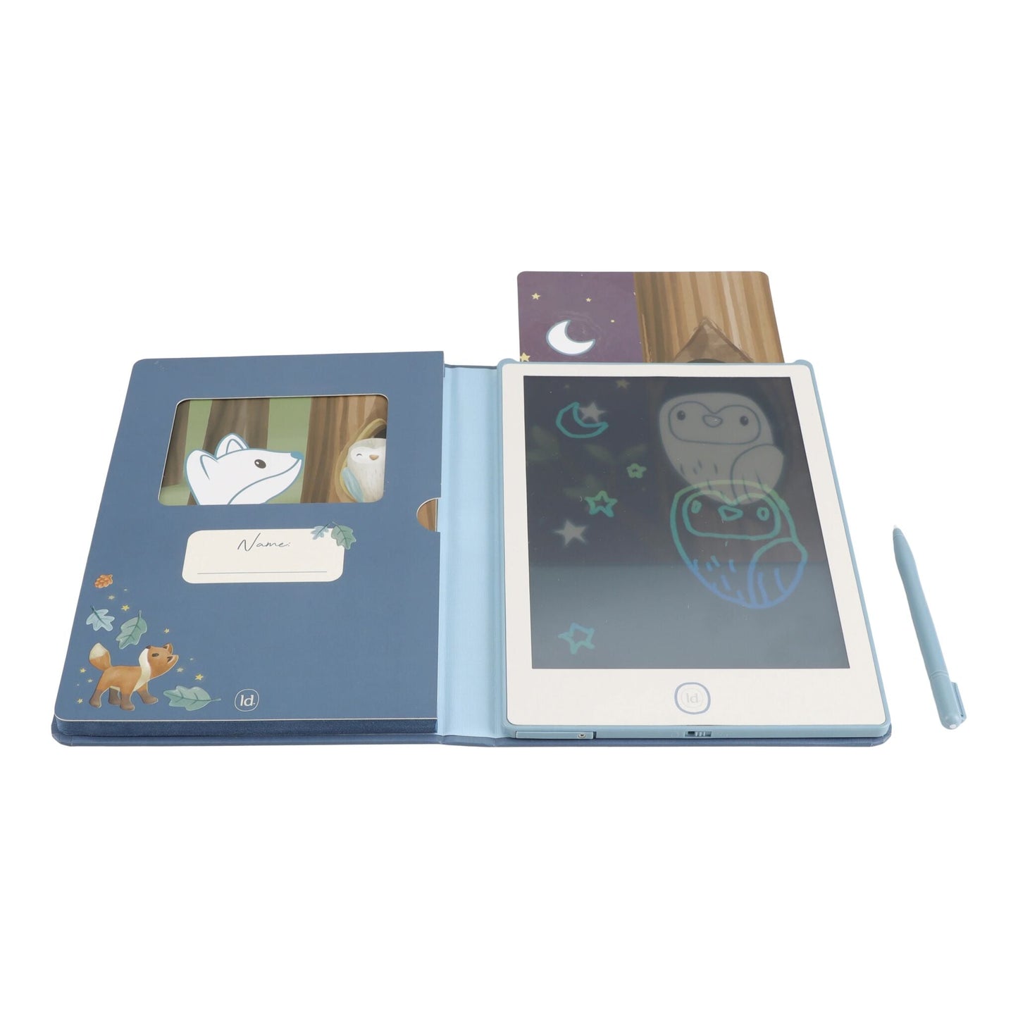 Criança a desenhar no tablet azul Little Dutch | little-dutch-tablet-desenho-azul-lollakids