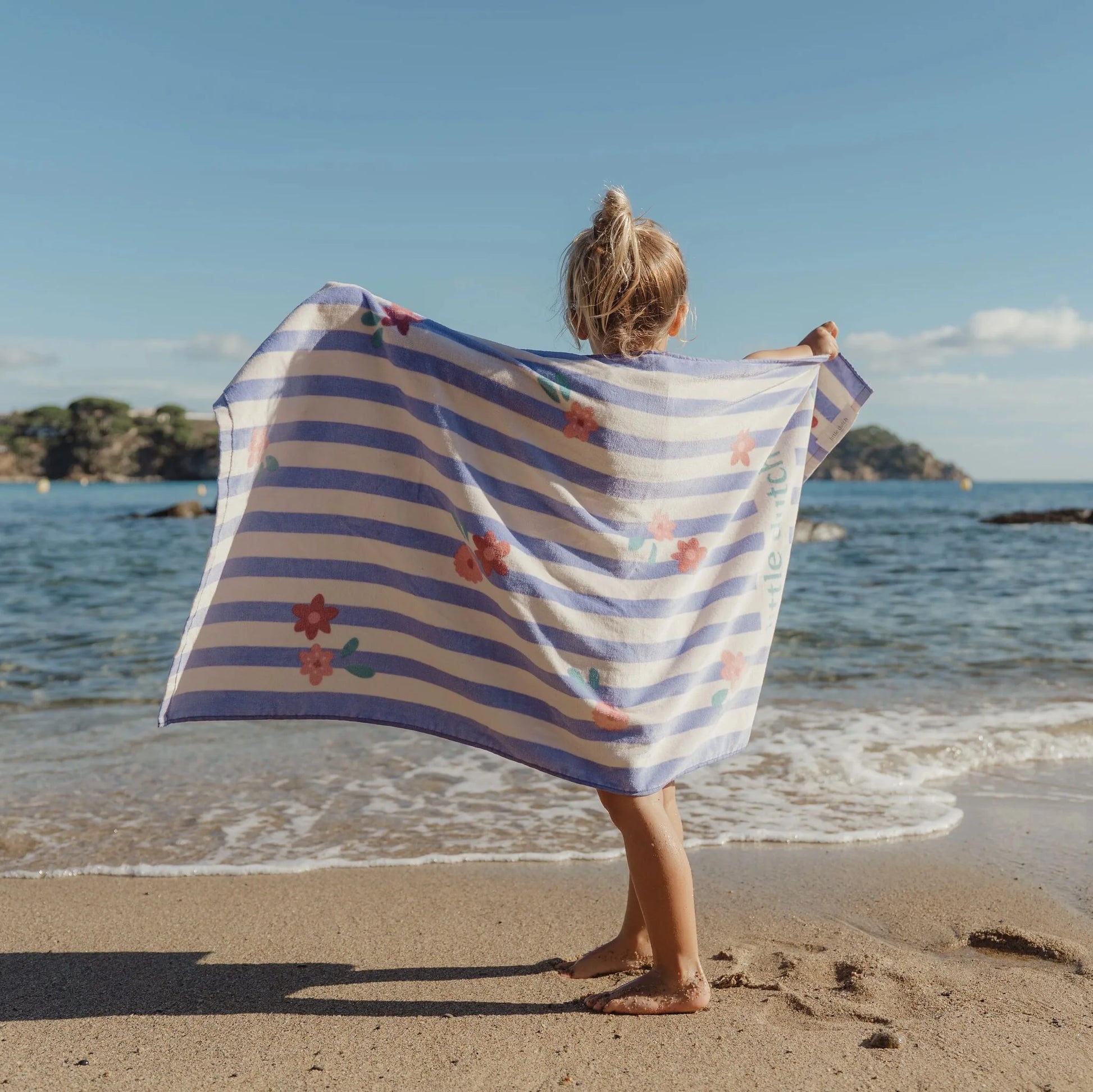 Toalha praia criança Dreamy Purple Stripe 60x120