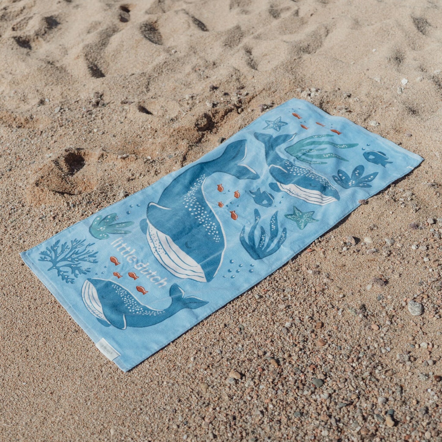 Toalha de Praia Infantil Ocean World Blue 60x120 Algodão Orgânico